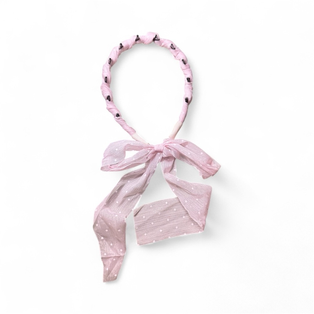 Pink Polka Dot Headband